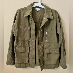 Topshop Olive Green Utility Oversized Jacket Womens size US 4/6 cotton